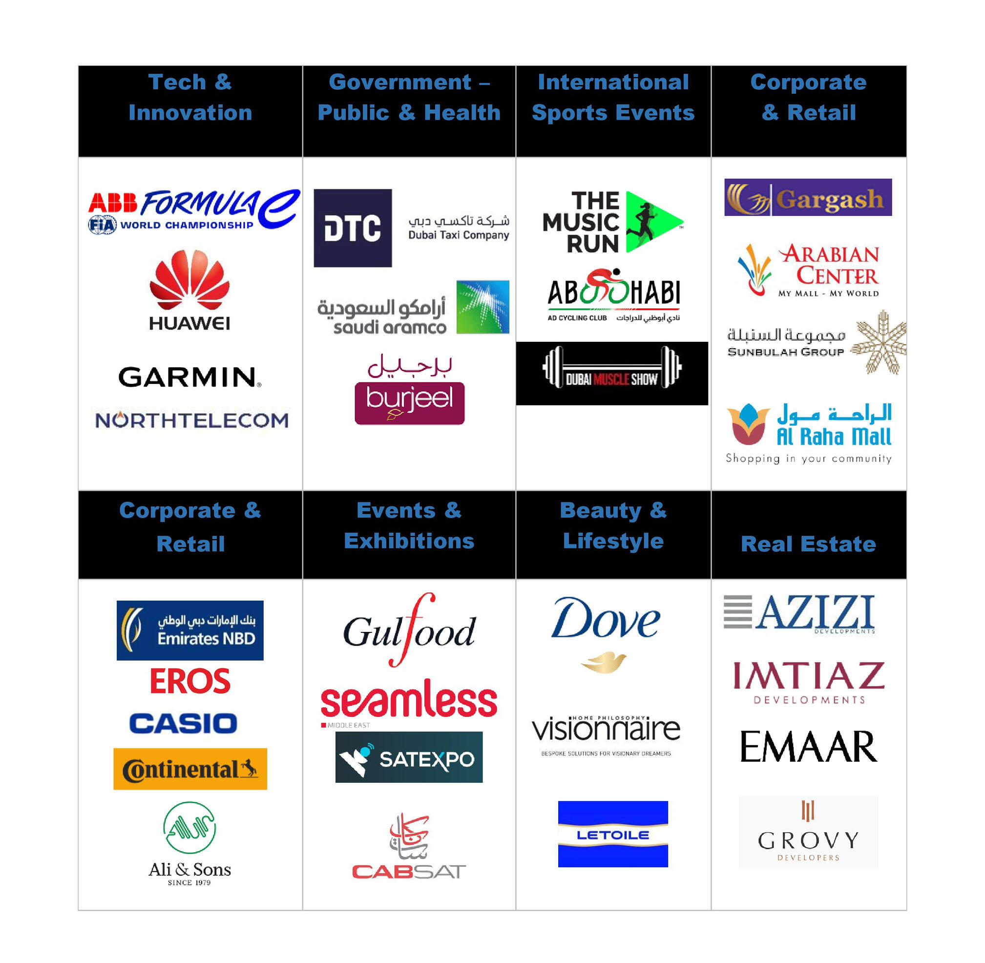 Proud Partnerships alt="MC Dija hosting Seamless Middle East event" alt="Emcee on stage for Huawei corporate gala" alt="Emcee on stage for azizi group" alt="Emcee on stage for imtiaz developments"