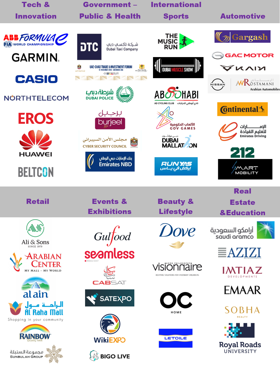 Proud Partnerships alt="MC Dija hosting Seamless Middle East event" alt="Emcee on stage for Huawei corporate gala" alt="Emcee on stage for azizi group" alt="Emcee on stage for imtiaz developments"